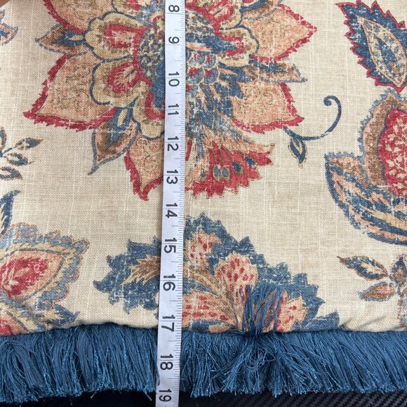 Decorative Square Pillow Cover Floral Blue Fringe Border 17"x17" Set of 2 - Picture 9 of 9